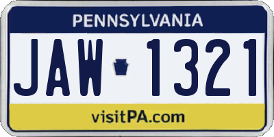 PA license plate JAW1321