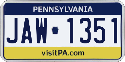PA license plate JAW1351
