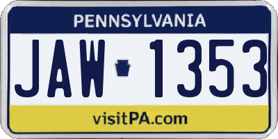 PA license plate JAW1353