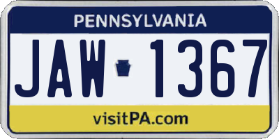 PA license plate JAW1367