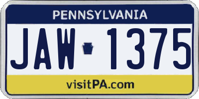 PA license plate JAW1375