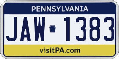 PA license plate JAW1383
