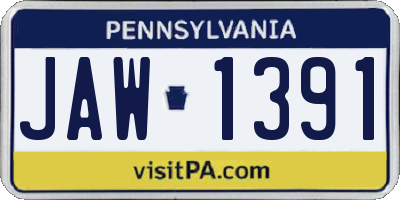 PA license plate JAW1391