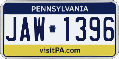 PA license plate JAW1396