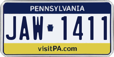 PA license plate JAW1411
