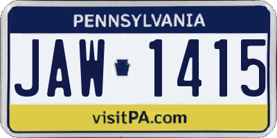 PA license plate JAW1415