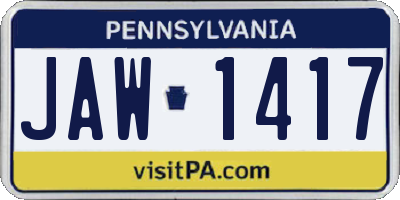 PA license plate JAW1417
