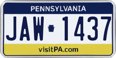 PA license plate JAW1437