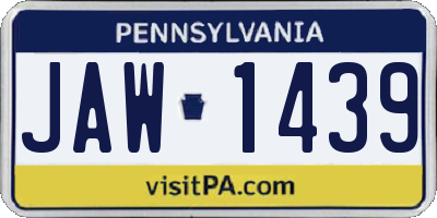 PA license plate JAW1439