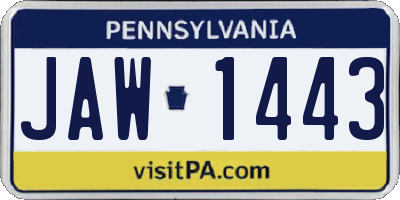 PA license plate JAW1443