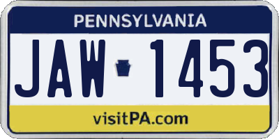 PA license plate JAW1453