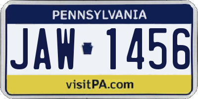 PA license plate JAW1456