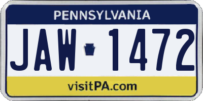 PA license plate JAW1472