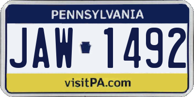 PA license plate JAW1492