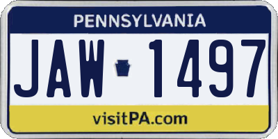 PA license plate JAW1497