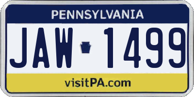 PA license plate JAW1499