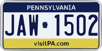 PA license plate JAW1502
