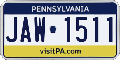 PA license plate JAW1511