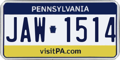PA license plate JAW1514
