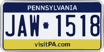 PA license plate JAW1518