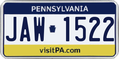 PA license plate JAW1522