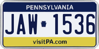PA license plate JAW1536