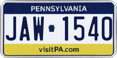 PA license plate JAW1540