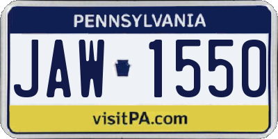 PA license plate JAW1550