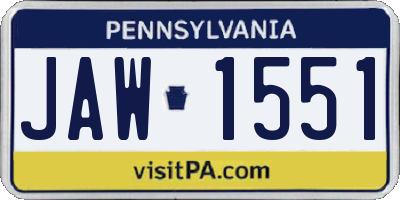 PA license plate JAW1551