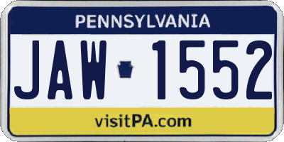 PA license plate JAW1552