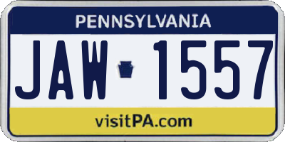 PA license plate JAW1557