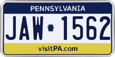 PA license plate JAW1562