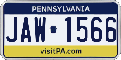 PA license plate JAW1566
