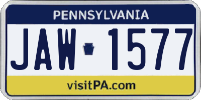 PA license plate JAW1577