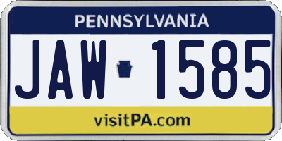 PA license plate JAW1585