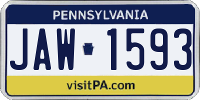 PA license plate JAW1593