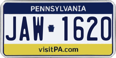 PA license plate JAW1620