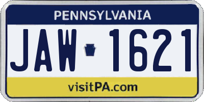 PA license plate JAW1621