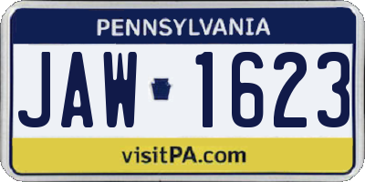 PA license plate JAW1623