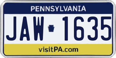 PA license plate JAW1635