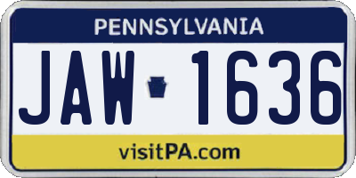 PA license plate JAW1636