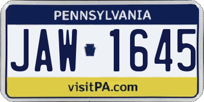 PA license plate JAW1645