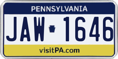 PA license plate JAW1646