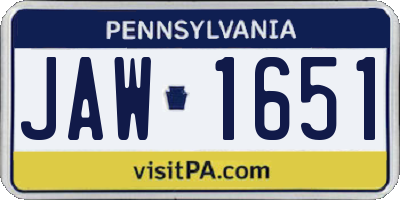 PA license plate JAW1651