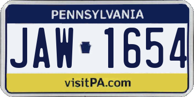 PA license plate JAW1654