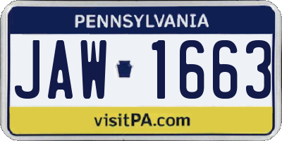 PA license plate JAW1663