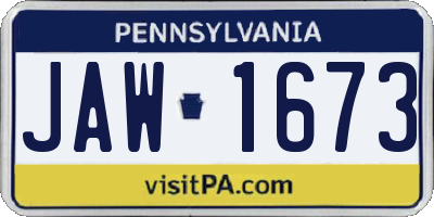 PA license plate JAW1673