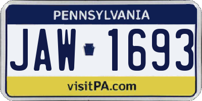 PA license plate JAW1693