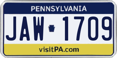 PA license plate JAW1709