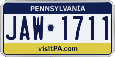 PA license plate JAW1711